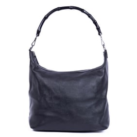 GUCCI VINTAGE BAMBOO HOBO BLACK SMOOTH CALFSKIN