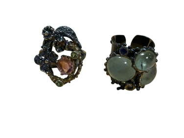 LOT OF 2 PERROLOT PREHNITE STERLING SILVER RINGS 8