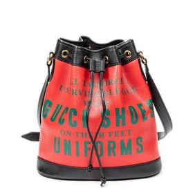 GUCCI UNIFORM BUCKET RED/BLACK PRINT CALFSKIN