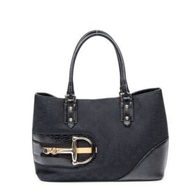 GUCCI MEDIUM HASLER TOTE BLACK MONOGRAMMED