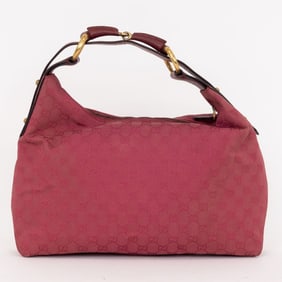 GUCCI MEDIUM HORSEBIT HOBO  PINK MONOGRAMMED