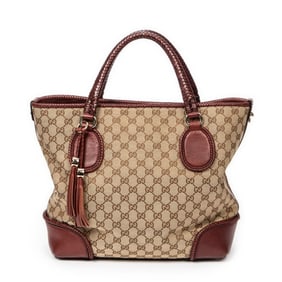 GUCCI MED MARRAKECH TOTE BEIGE/RED MONOGRAM