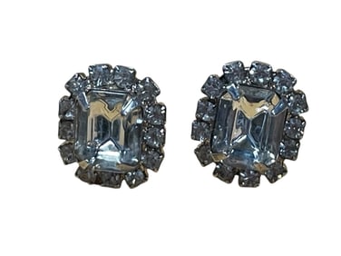 VINTAGE CRYSTAL RHINESTONE CLASSIC GLAM  EARRINGS