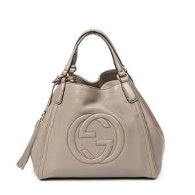GUCCI SMALL SOHO TOTE GREY GRAINED CALFSKIN