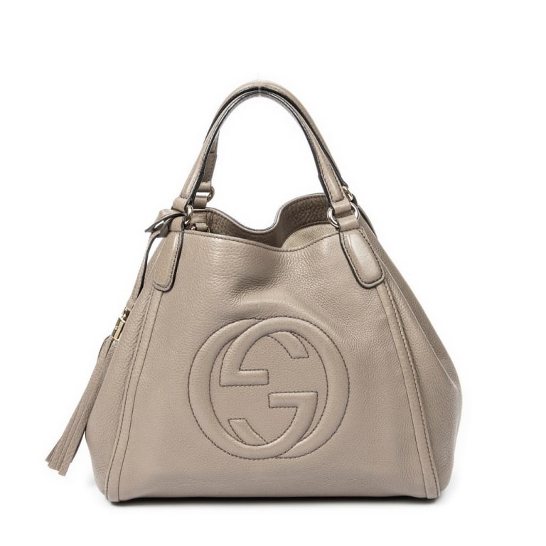 GUCCI SMALL SOHO TOTE GREY GRAINED CALFSKIN (1 of 8)
