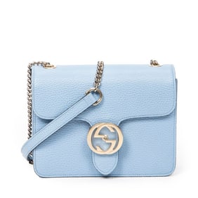 GUCCI SMALL INTERLOCKING GG CHAIN CROSSBODY BLUE