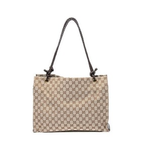 GUCCI SHOPPER BRAIDED HANDLE TOTE  MONOGRAM