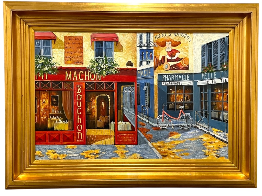 FRENCH STREET SCENE OIL PAINTING SIGNED W. BRUCE (1 of 4)