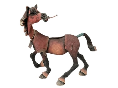 A BREED APART BURGUNDY HORSE SCULPTURE 12"
