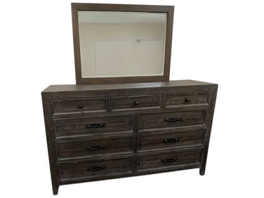 CONTEMPORARY FARMHOUSE 9 DRAWER DRESSER / MIRROR