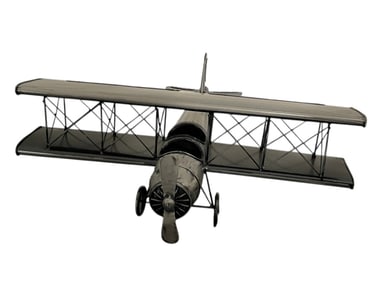 VINTAGE-STYLE METAL BIPLANE MODEL AIRPLANE 22"