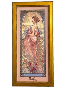 FRAMED ART NOUVEAU PRINT AFTER ALPHONSE MUCHA