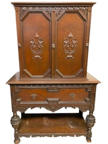 ORNATE ANTIQUE BAROQUE REVIVAL CARVED CABINET