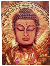 BUDDHA WITH LOTUS & GOLDEN HALO GICLEE CANVAS 40"