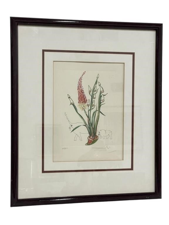 1972 SALVADOR DALI SIGNED ETCHING PRINT RHINOCERUS (1 of 6)