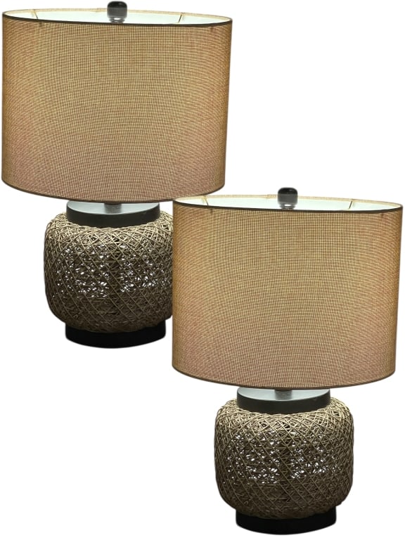 MODERN COASTAL WOVEN ROPE ACCENT TABLE LAMPS 20" (1 of 6)