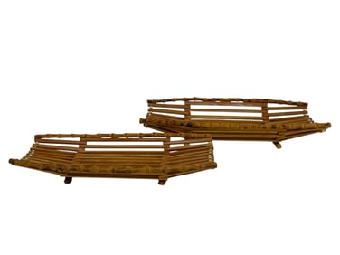 PAIR OF BAMBOO WET TOWEL TRAYS 11"