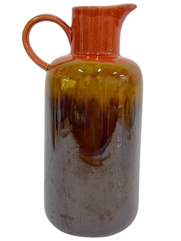 MID-CENTURY STYLE DRIP GLAZE POTTERY PITCHER 10" (1 of 6)