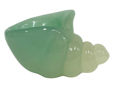 MURANO STYLE SEA GREEN GLASS SHELL FIGURINE 5.5"