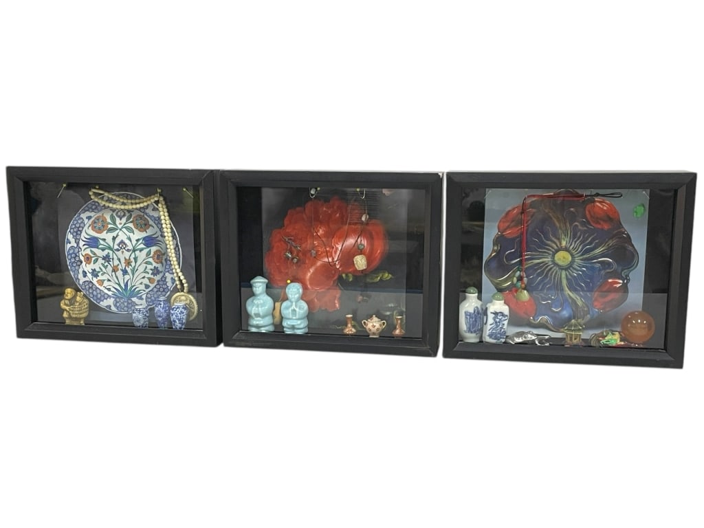 3 SHADOW BOXES OF ASIAN INSPIRED COLLECTIBLES 11" (1 of 8)