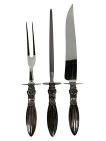 SILVER AND STAINLESS STEEL CARVING SET 14"