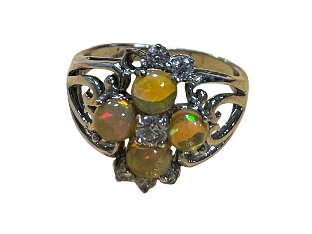 BOLD ARTISAN OPAL CLUSTER STERLING SILVER RING 9 (1 of 6)