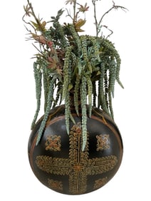 LARGE DECORATIVE VASE W FAUX GREENERY 43"