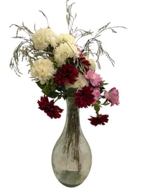 FAUX FLORAL ARRANGEMENT IN RIBBED GLASS VASE 58"