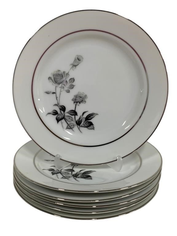 SET OF 6 YAMAKA NOCTURE SALAD PLATES 7.5": SET OF 6 YAMAKA NOCTURE SALAD PLATES 7.5"_x005F -VERY GOOD PRE-OWNED CONDITION_x005F -APPROX 7.5"_x005F -SET OF 6 YAMAKA NOCTURNE SALAD PLATES, EACH MEASURING 7.5". FEATURES A DELICATE BLACK AND GRAY 