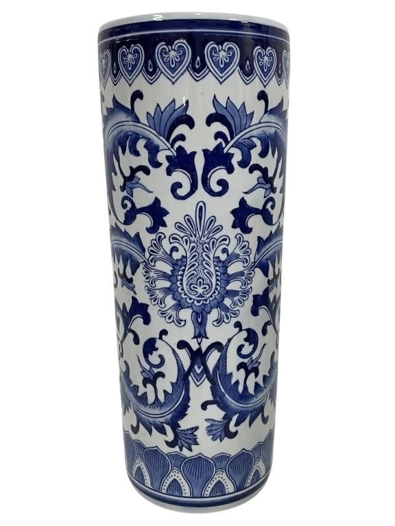 TALL DELFT-STYLE BLUE WHITE CERAMIC UMBRELLA STAND (1 of 7)