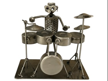 NUTS AND BOLTS METAL DRUMMER SCULPTURE 7"