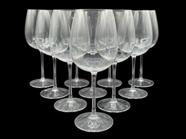 SET OF 10 CRYSTAL WINE GLASSES 9"