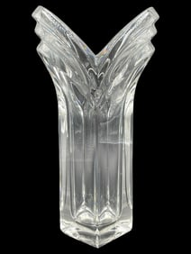 CRYSTAL “V?? SHAPED VASE 8"
