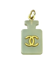 CHANEL NO 5 ACRYLIC GOLD CHARM PENDANT SOFT MINT