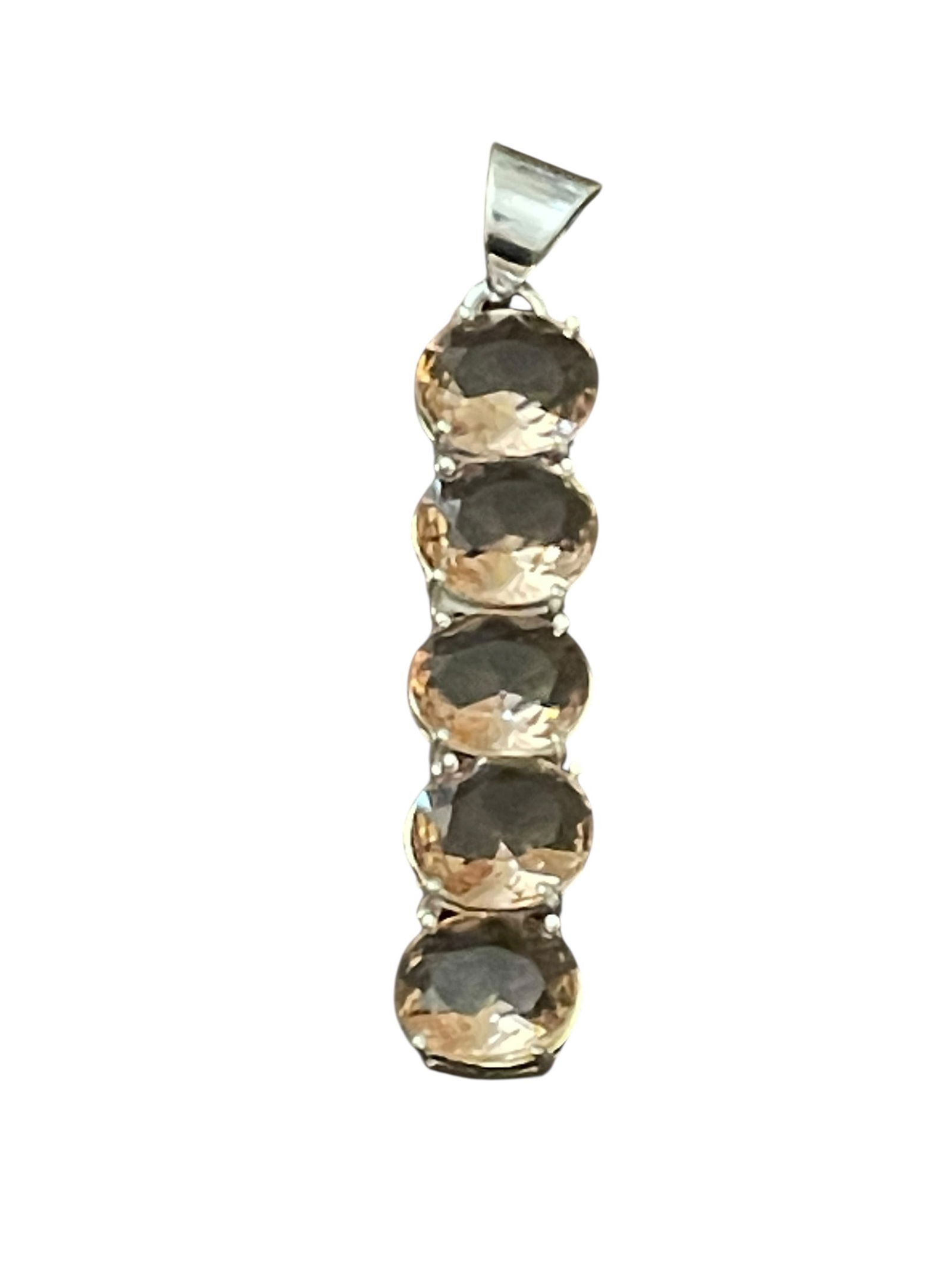 ROW OF PEACH COLOR CITRINE STONES IN 925 PENDANT (1 of 6)