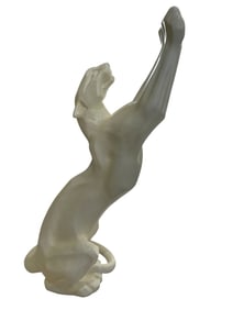 LARGE ART DECO STYLE WHITE PANTHER SCULPTURE 66"