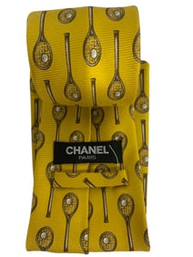 CHANEL MEN'S SILK TIE – YELLOW TENNIS RACKET PRINT