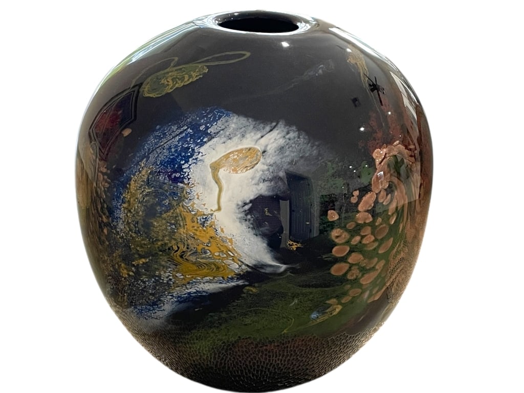 LARGE MURANO-STYLE ART GLASS VASE 14" (1 of 5)