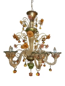 MURANO GLASS FLORAL AND FRUIT CHANDELIER