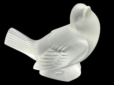 LALIQUE FRANCE FROSTED CRYSTAL BIRD FIGURINE 4"