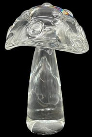STEUBEN CRYSTAL MUSHROOM FIGURINE 6"