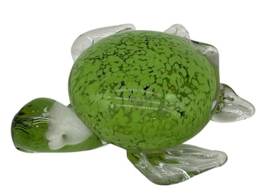 MURANO STYLE ART GLASS TURTLE SCULPTURE 5"