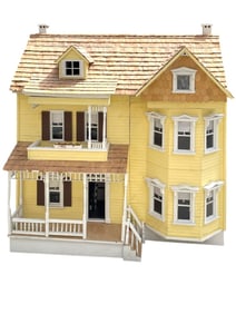 LARGE HANDCRAFTED VICTORIAN DOLLHOUSE ELECTRIC 35"