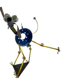 SIGNED SCRAP METAL DOG SCULPTURE 30"