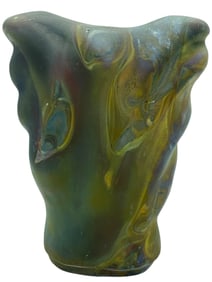 VINTAGE STUDIO ART RAKU VASE 12.5"