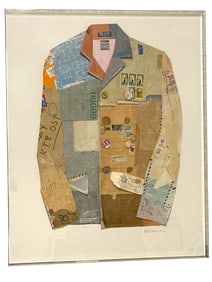 PETER CLARK  MIXED MEDIA JACKET COLLAGE 35"