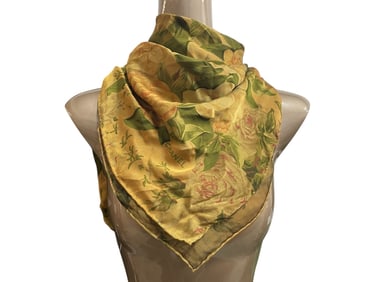 CHANEL FLORAL SILK SCARF 37"