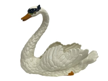 VINTAGE CERAMIC SWAN PLANTER 19"