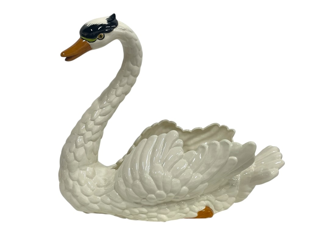 VINTAGE CERAMIC SWAN PLANTER 19" (1 of 7)