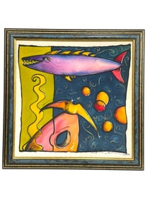 JIM BIRCH ABSTRACT POP ART FISH PAINTING 37"